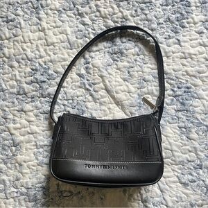 Tommy Hilfiger Vintage 90s Mini Bag, Y2K, Black Purse, Leather, Preppy